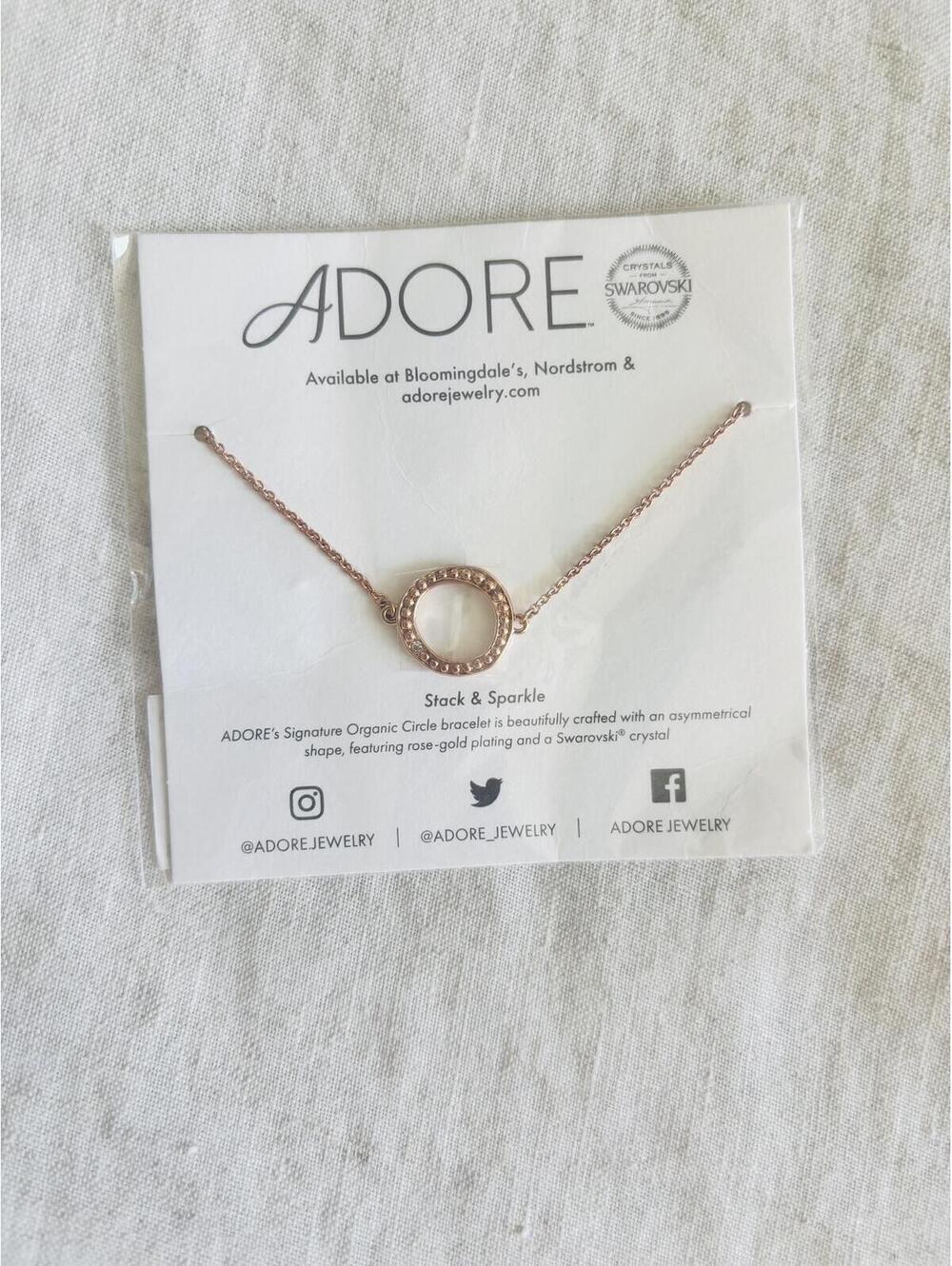 Adore NWT rose gold necklace with mini Swarovski crystal circular pendant